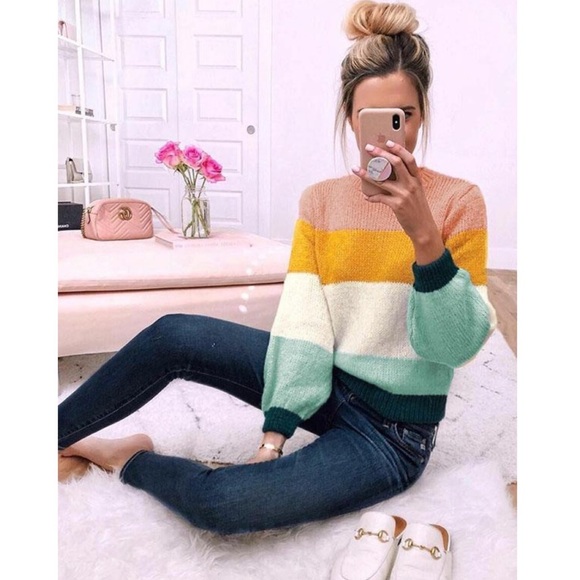 ✖️SOLD✖️TOPSHOP Colorblock Knit Pullover Sweater - Picture 2 of 10